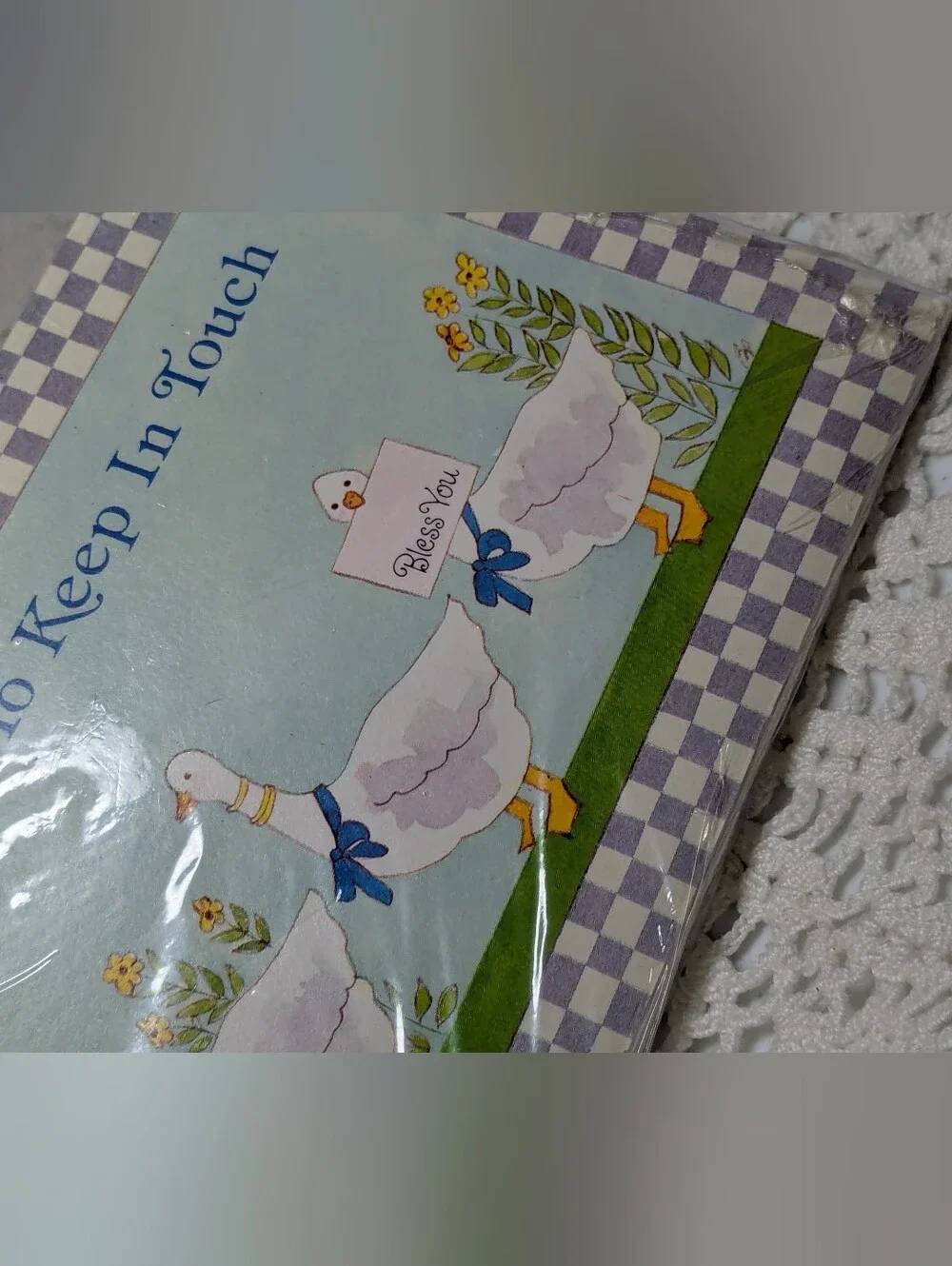 Vintage 80s Country Goose with Ribbons Blank Stationery Cards Envelopes & magnet